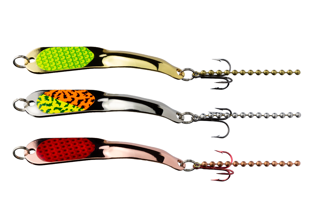 decoy fishing lures IRON Steely Lure Spoon, Casting, Trolling, Jigging, Ice, Lake, River, Stream, Freshwater, Trout, Bass, Walleye, Salmon, Crappie, Pike : Sports & Outdoors The Patent Pending ball chain trailer accentuates the lure action producing a greater quantity of strikes Iron Decoy Steely 2 Tri