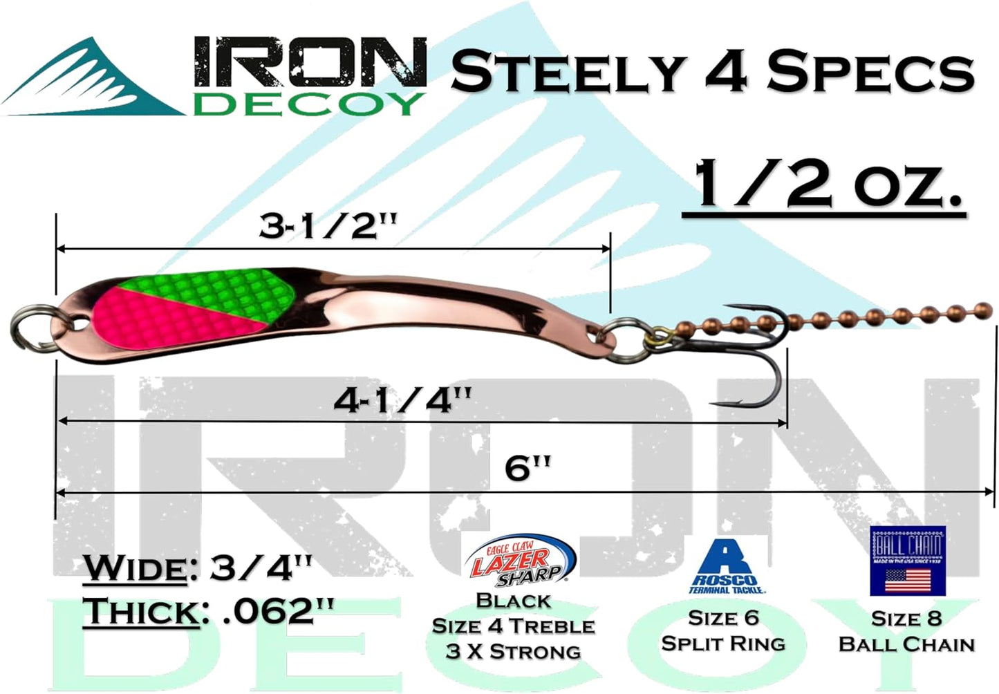 Walleye 3 Pack 1/2 oz. (4 SPCH, 4 GHPP, 4 CHGHP) (Steely #4)